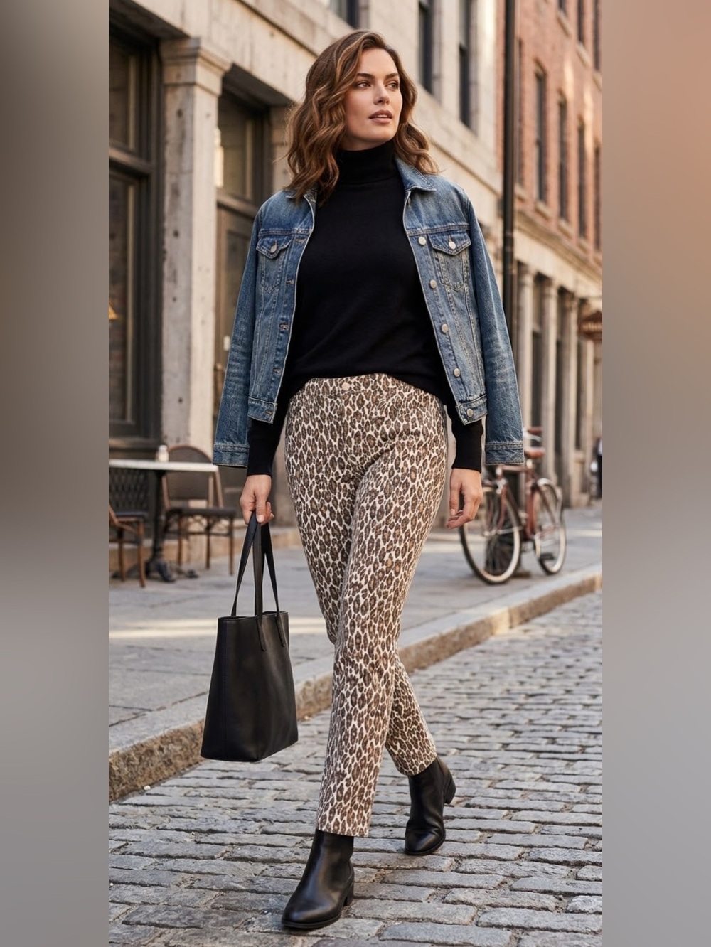 Chico's /So Slimming Beige & Brown Leopard Print Ankle Jeans - Sz. 8 - NWOT